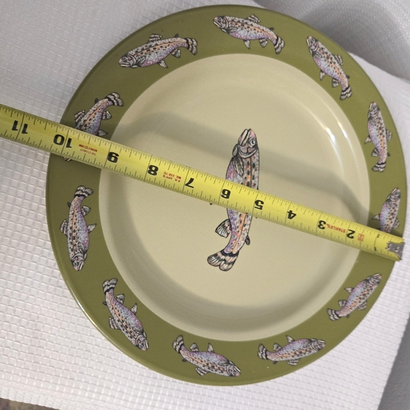 Vtg Enamelware Fish Plate Metal Replacement Dish Serving Wall Decor - Picture 4 of 5